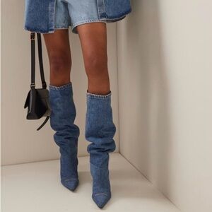 Alexander Wang Viola Slouchy Denim Knee High Boots
